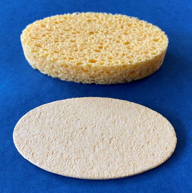 Yellow 1/2 inch Laryngo Sponge wet versus dry